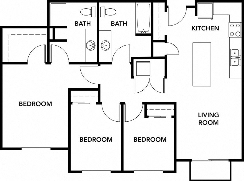 Southside by Vintage | 3 bedrooms 2 bathrooms floor plan (C1) 3x2 units available at Southside by Vintage | Seattle apts for rent